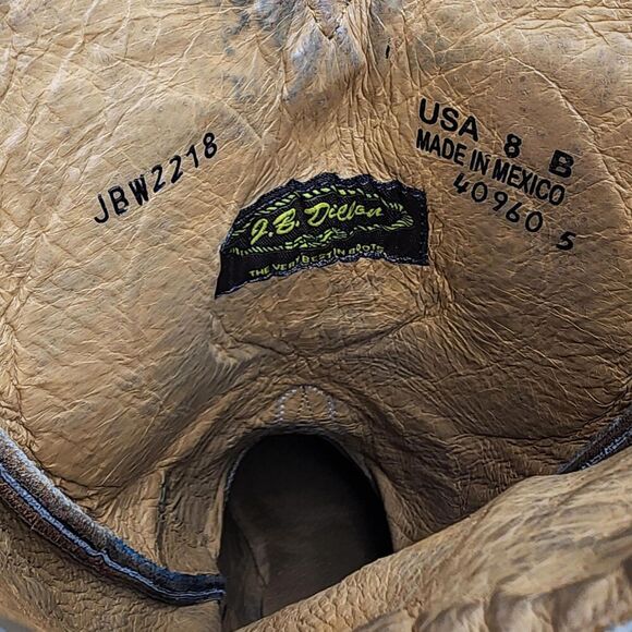 J.B. Dillon Cowboy Western Winged Cross Embroidered Cut Out US 8 B Snip-Toe Boot - Picture 13 of 14